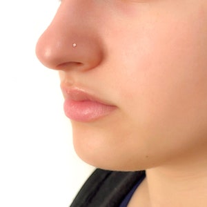 Teeny Tiny Silver CZ Diamond Nose Stud - Tiny Nose Stud Silver - L Shape Nose Stud 22g - CZ Nose Stud Earring - Diamond Dot Nose Stud