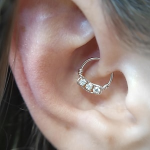 Daith CZ Diamond Piercing - Daith Hoop - Daith Ring - Cubic Zirconia Ear Piercing