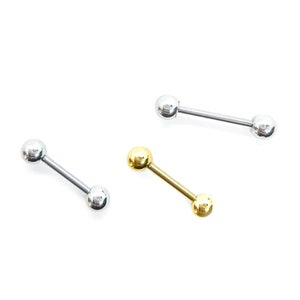 Screw Back Stud Earring Small Straight Barbell 18g 6mm 8mm Screw