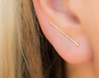 Gold Ear Climber Earrings - Ear Climbers - Casual Earrings - Minimalist Earrings - Gold Earrings - Earring Climbers  - Climbing Earrings