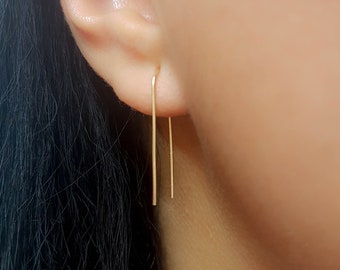 Mother Day - Arc earring, U shaped open hoop, Thread Earrings, Threader Earrings, Staple earring, Trendy simple understated earring