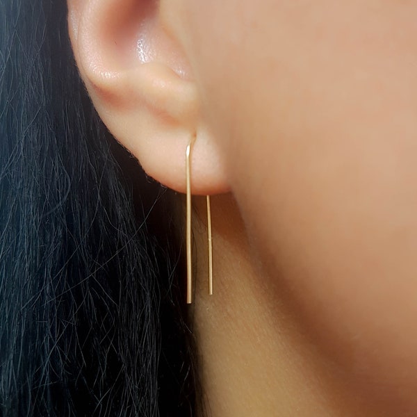 Mother Day - Arc earring, U shaped open hoop, Thread Earrings, Threader Earrings, Staple earring, Trendy simple understated earring