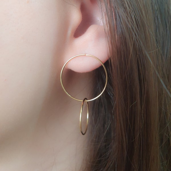 Puces d'oreilles, Boucles d'oreilles doubles en or, Boucles d'oreilles cercle, Boucles d'oreilles créoles, Boucles d'oreilles simples, Boucles d'oreilles doubles deux cercles