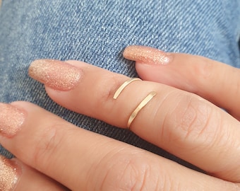 Open Bypass Ring, Gold Midi Ring, Gold Wrap Ring, Gold Spiral Ring, Thin Gold Ring, Midi Ring, Adjustable Ring in Gold Silver Rose Gold