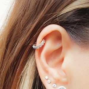 CZ Helix Earring - Tiny Hoop Helix Ring - Silver Helix - Helix Earring Hoop - Helix Piercing - Helix Jewelry - Helix Cartilage Earring