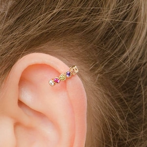 Mother Day Helix Earring Colorful Cartilage Piercing Gold Filled Ear Hoop image 1