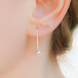 Silver Lily Earrings-Shell Earrings-Long Earrings-Tribal Earrings-Seashell Earrings-Water Lily Earrings-Beach Jewelry-Mermaid Earrings