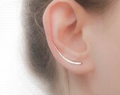 SALE - Sterling Silver Ear Climber Earrings - Ear Climbers - Silver Earrings - Ear Crawlers - Ear Sweep - Long Earrings Gold Filled Rose