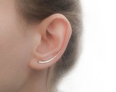 SALE - Ear Climber Earrings - Long Ear Climber - Silver Ear Climber - Ear Crawler - Bar Earrings - Silver Bar Earrings