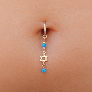 Star Of David Belly Button Ring - Star Of David Navel Ring - David Star Belly Ring - David Star Belly Button Piercing - Jewish Star