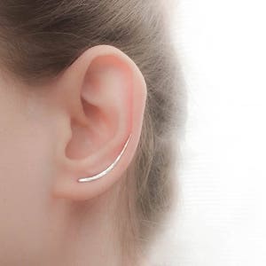 Sterling Silver Ear Climber Earrings Ear Climbers Silver Earrings Ear Crawlers Ear Sweep Long Earrings Gold Filled Rose image 2