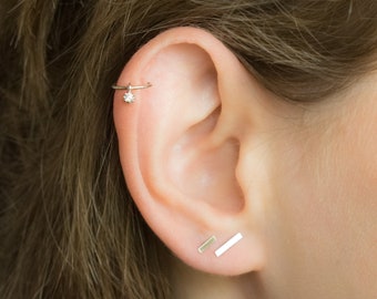 boucle d'oreille cartilage, boucle d'oreille hélix, piercing diamant, cerceau de cartilage, cerceau de boucle d'oreille cartilage, cerceau de boucle d'oreille hélice, CZ Helix Piercing