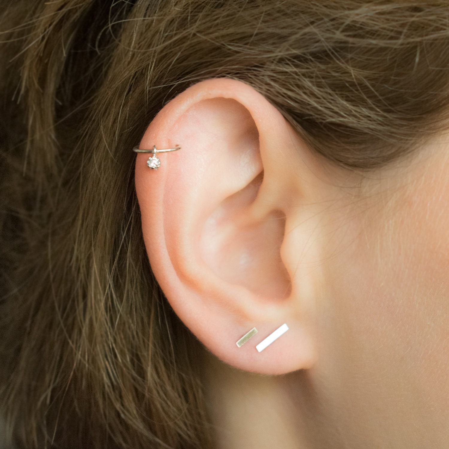 Buy Helix Piercing Helix Earring Silver Diamonds Cartilage Online in India   Etsy
