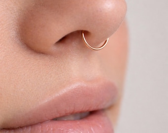 Gefälschte Rose Gold Septum Ring - Gefälschte Sterling Silber Septum Ring - Gefälschte Nase Piercing Manschette