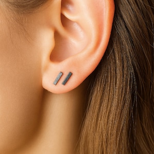 Orecchini minimalisti neri - Orecchini a perno in argento ossidato nero - Set di orecchini a perno - Piccoli orecchini a perno