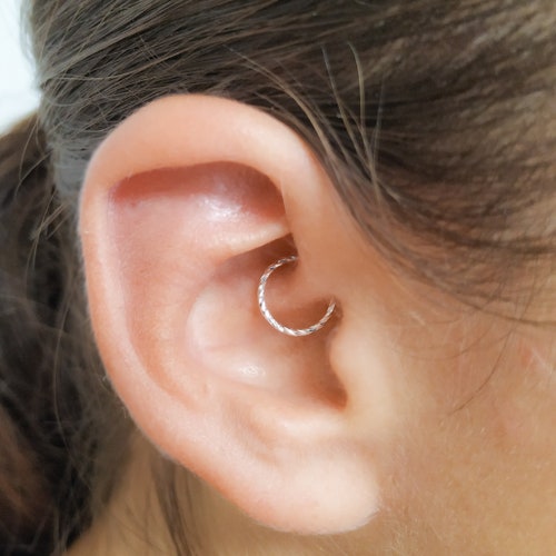 daith-earring-piercing-diamond-cut-daith-hoop-silver-daith-etsy