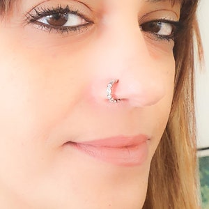 Ring voor neus zonder piercing, neusmanchetring, neusring kleine CZ-diamanten, neusring clip, knuffelneusring, geen piercing nodig