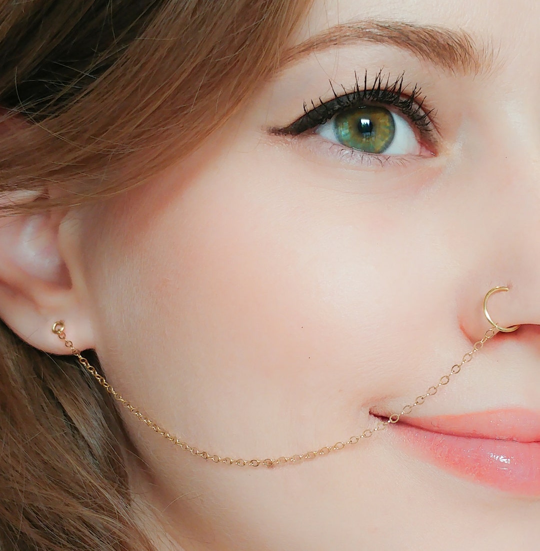 Nose Ring Chain nose Ring Hoop ear Chain Nose Ring nose Ring Chain Earring nose Hoop Chain chain Earring tribal Jewelry indian Jewelry Etsy Canada
