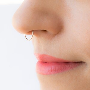 Silver Septum Ring Real Septum Jewelry Sterling Silver Hoop Piercing Thin Slim Nose Ring 20 Gauge Nose Ring 6 mm 7 mm 8 mm 9 mm 10 mm image 3