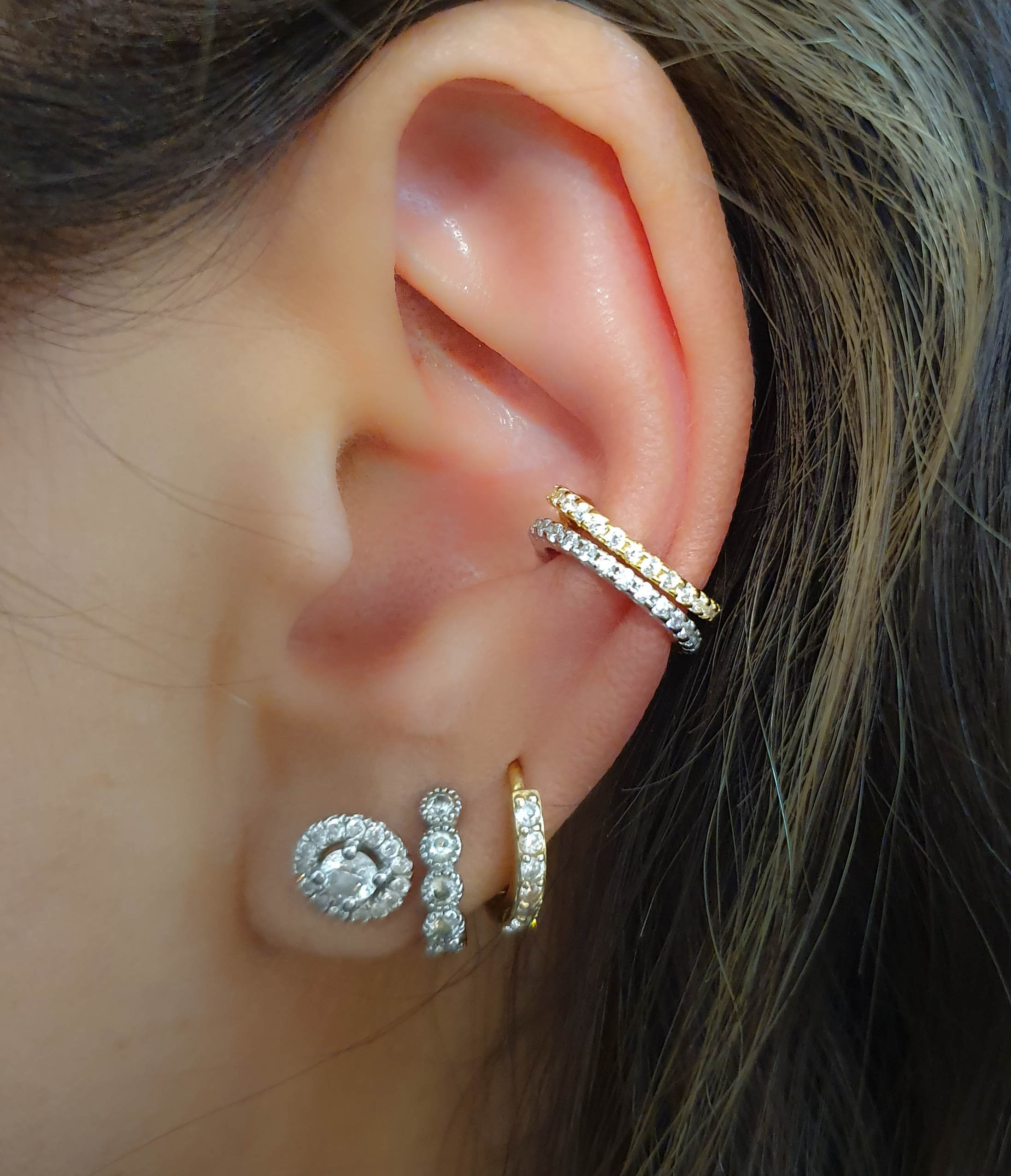 ピアス Nonenon DOODLE EARCUFF(5mm)SILVER925(18K GOLD PLATED) men126 KIKICHIC | NYC | Simple Helix Chevron Ear Cuff No Piercing