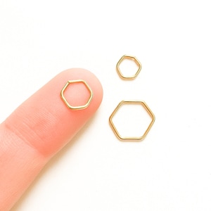 Hexagon Helix Earring - Gold Helix  - Helix Piercing Hoop