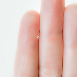 Tiny Diamond Nose Stud Silver - Teeny Tiny Silver CZ Diamond Nose Stud - L Shape Nose Stud 22g