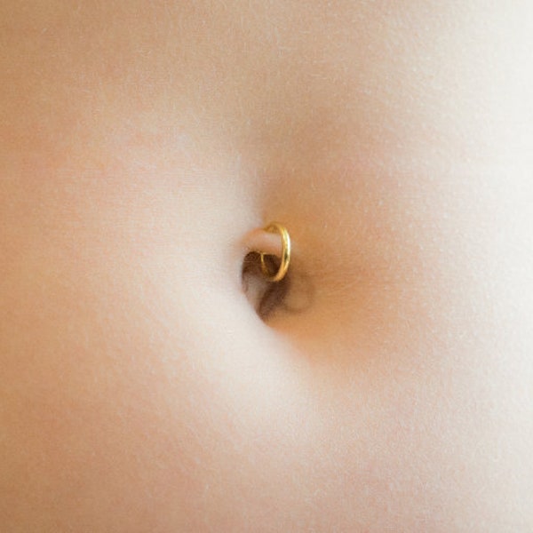 Mother Day - 14g Belly Ring - 14 Gauge Gold Belly Ring - Gold hoop Belly Ring - 14g Naval Ring - Dainty Belly Ring - Thick Belly Ring