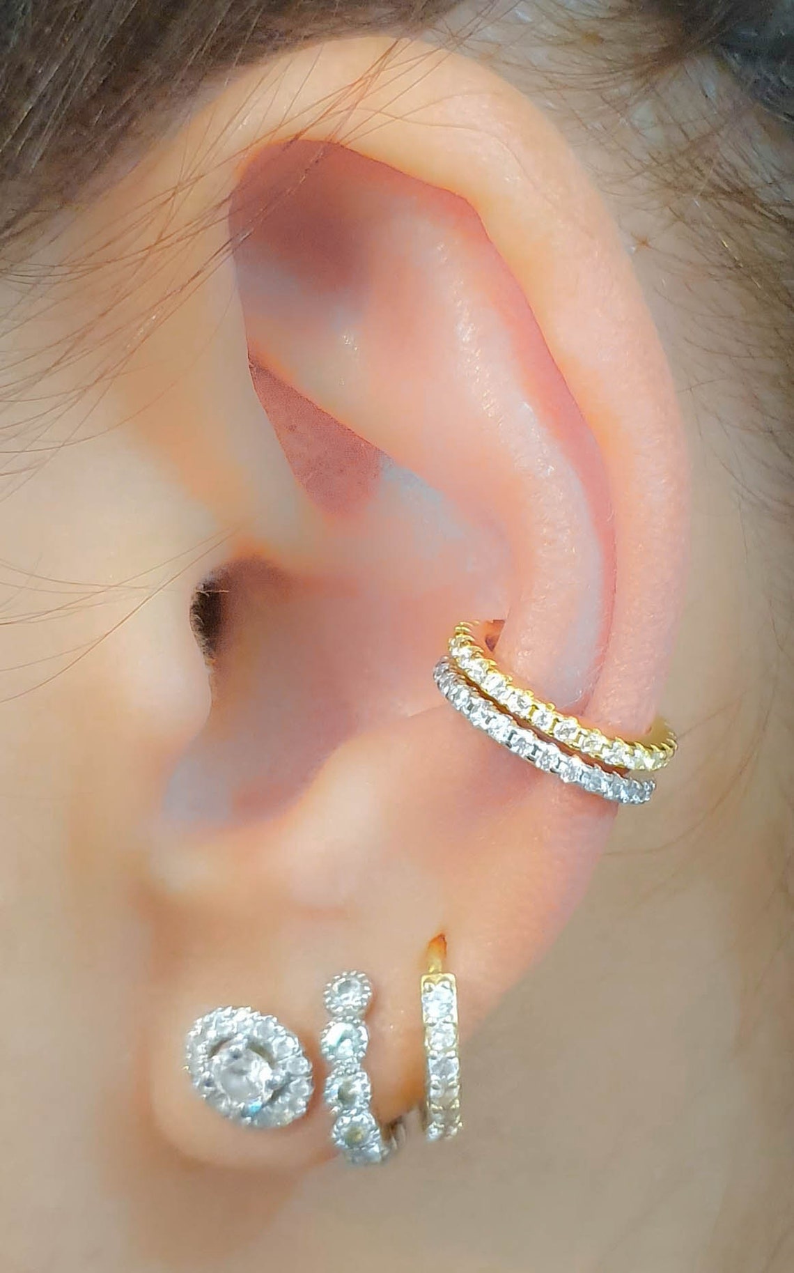 SALE Gold Diamond Ear CuffCZ Crystals Ear CuffNon Pierced Etsy