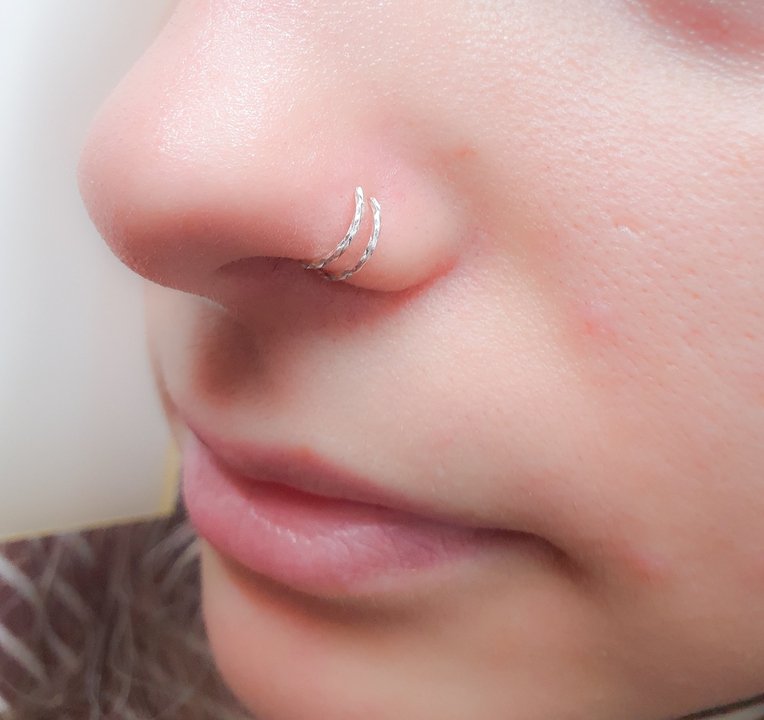 Double Nose Ring for Single Nose Piercing-double Nose Ring Single Pierced-twist  Nose Earring-spiral Nose Ring-18g 22g Nose Ring - Etsy