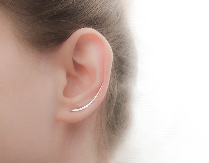 Mother Day Ear Climber Earrings Long Ear Climber Silver Ear Climber Ear Crawler Bar Earrings Silver Bar Earrings imagem 3