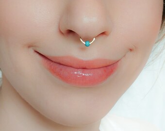 Turquoise Septum Ring-Turquoise Septum Hoop-Turquoise Septum Piercing-Turquoise Nose Jewelry-Turquoise Septum Ring Hoop
