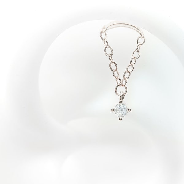 Muttertag - Helix Ohrring Verstecktes Piercing 16g Kette Prong CZ Diamant Knorpel in Gold oder Silber Labret Schraube Flachboden Bolzen