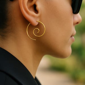 Hoop Earrings Gold - Spiral Hoops Silver - Rose Gold Hoop Earrings - Spiral Hoop Earrings - Threader Hoops