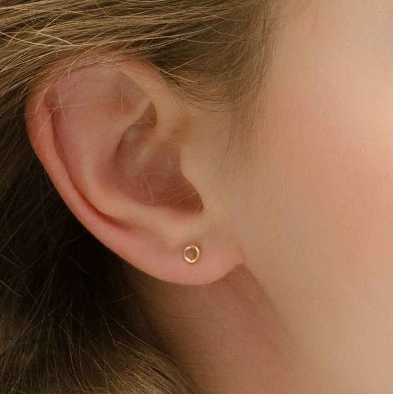 Dainty Studs, Small Studs, Delicate Studs, Gold Studs, Circle Studs, Simple Earrings, Minimal Earrings, Minimalist Earrings, Modern Earrings image 7