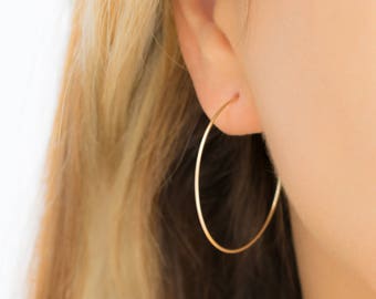 Mother Day - Simple Classic Hoop Earrings-Skinny Hoops-Large Hoop Earrings-Medium Hoops-Gold Hoops-Rose Gold Hoops-Gold Filled Hoop Earring