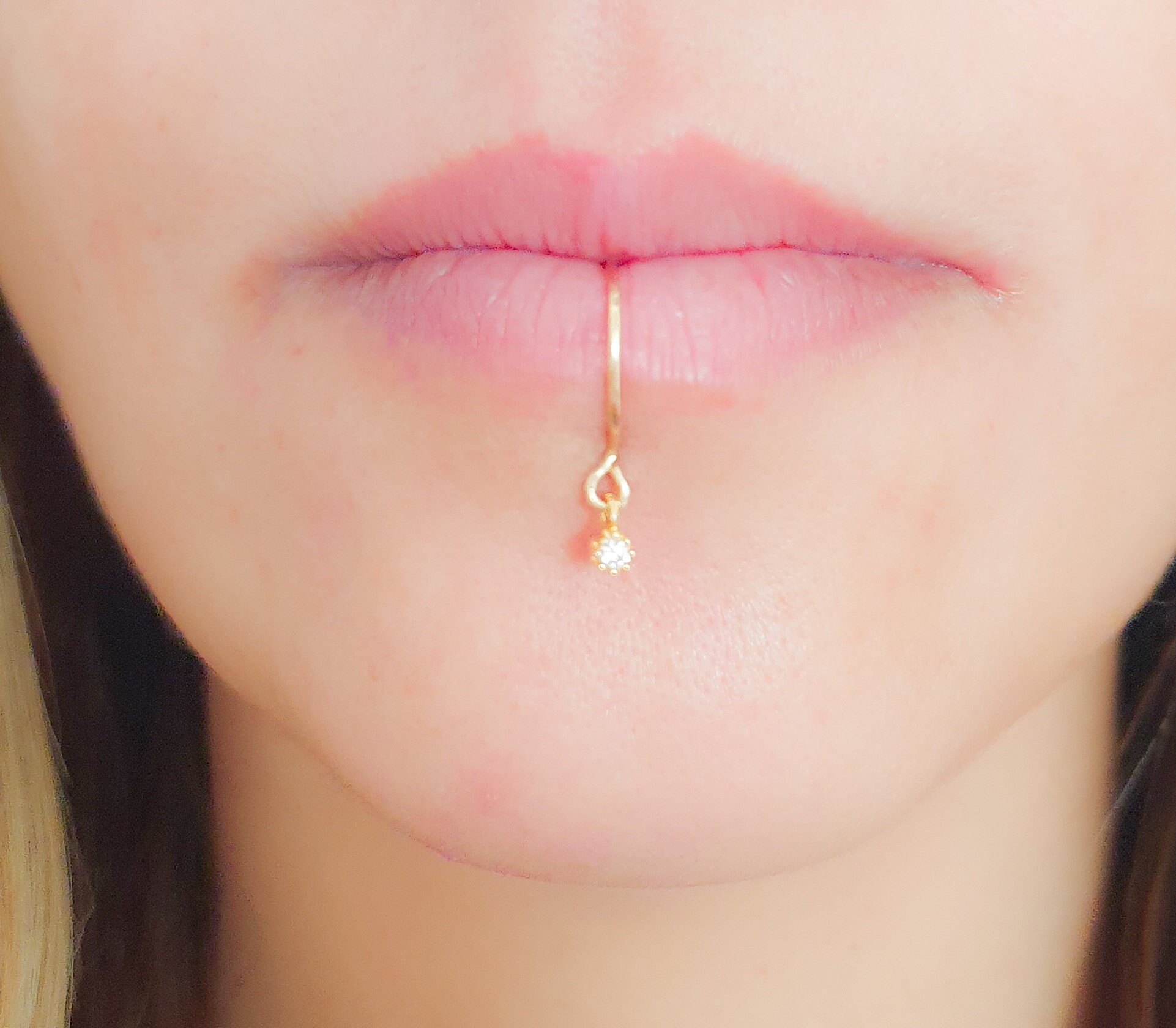 Faux Lip Ring Fake Lip Ring No Piercing Lip Cuff Diamond Etsy