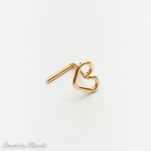 Mother Day - Heart Nose Stud 22g Gold - Nose Piercing - Nose Jewelry
