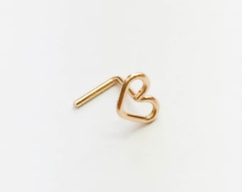 Piercing al naso a forma di cuore, 22 g, oro - Piercing al naso - Gioielli per il naso