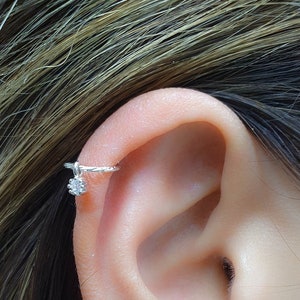 Piercing alla cartilagine Orecchino Helix - Cerchio Helix CZ taglio diamante - Cerchio Helix argento - Gioielli Helix