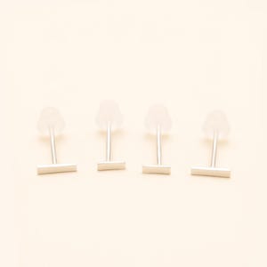 Zwarte minimalistische oorbellen - zwart geoxideerde zilveren staafstekers - oorbellen set - kleine nietjes afbeelding 4