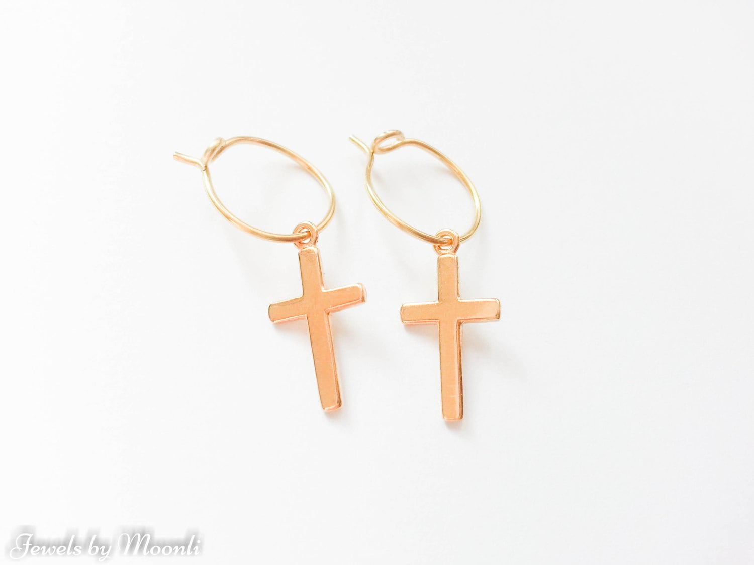Cross Hoop Earrings Gold Cross Hoop Earrings Simple Hoop Etsy