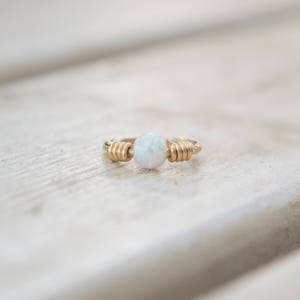 Mother Day Helix Earring Hoop Opal White Opal Helix Helix Ring Gold Wrapped Helix Hoop with Opal Helix Ring Cartilage Hoop image 5