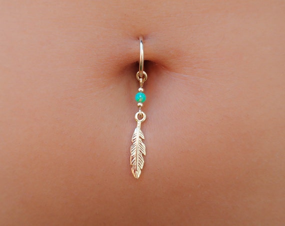 Feather Belly Ring feather Navel Ring feather Belly Jewelry belly Ring 16 Gauge feather Belly Piercing feather Belly Hoop navel Ring Etsy