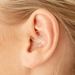 Heart Piercing Earring - Daith Piercing - Helix Piercing - Heart Hoop Earring - Silver Rose Gold Piercing