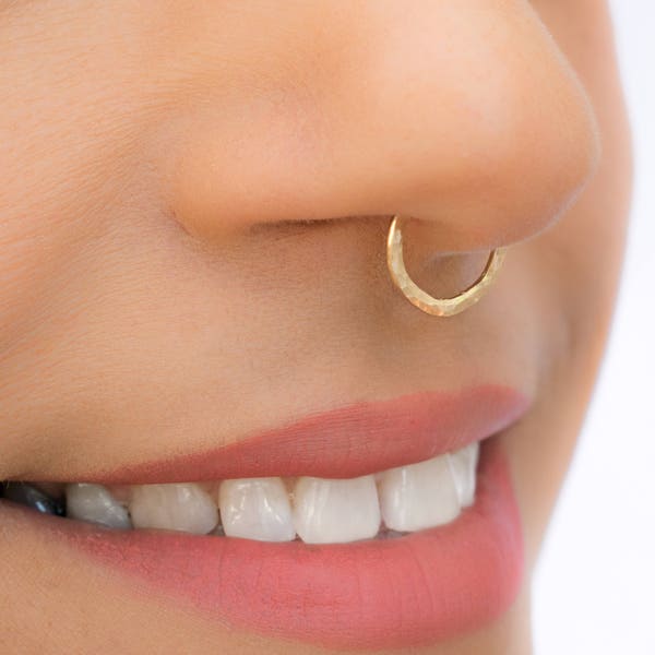 Mother Day - Big Septum Ring - Large Septum - Septum Ring 16g - Seamless Nose Ring - Endless Hoop - Gold Septum Hoop