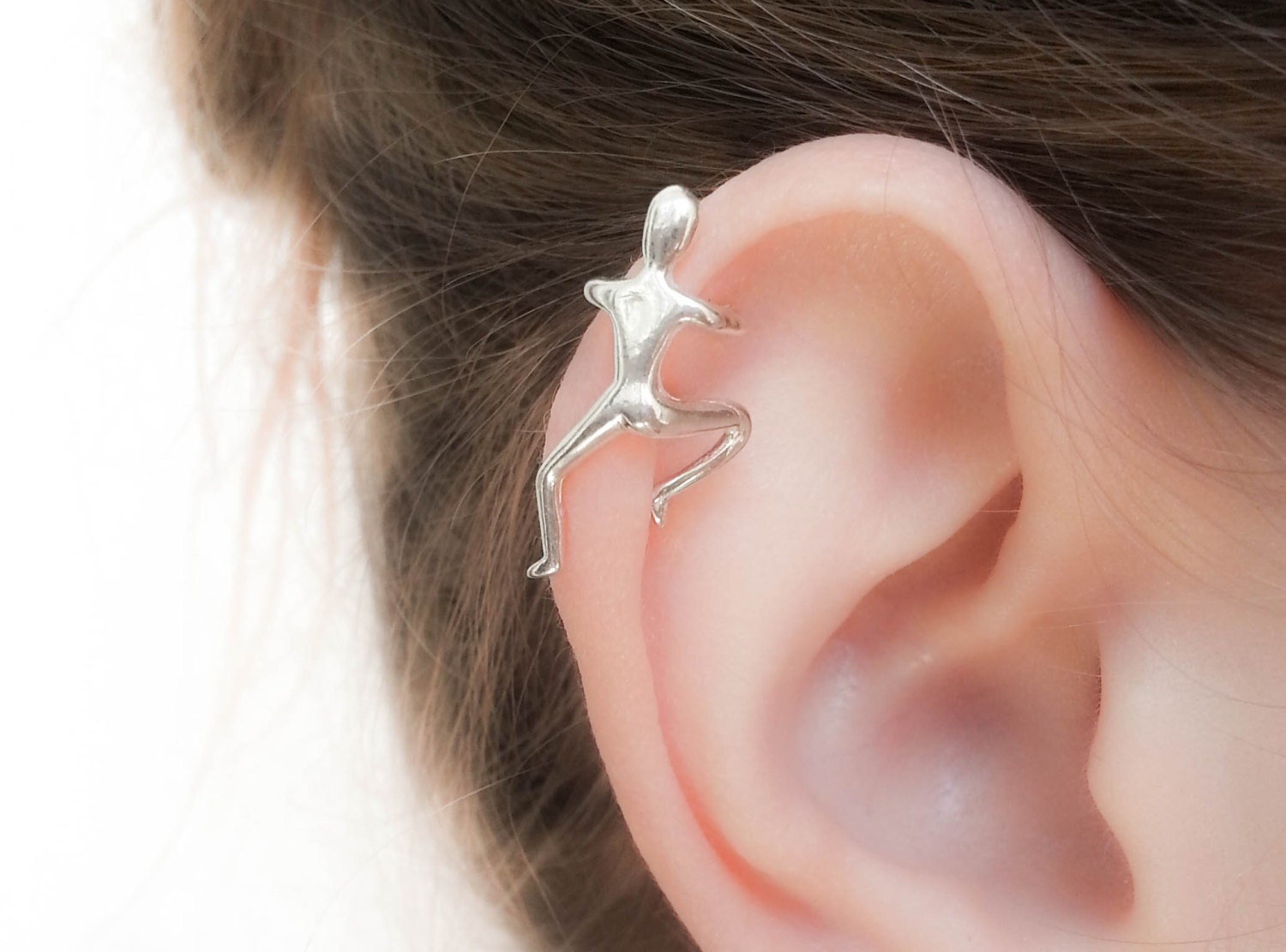 Climbing Man Ear Cuff Earring No Piercing Ear Cuff Sterling Silver Ear Cuff  - Etsy