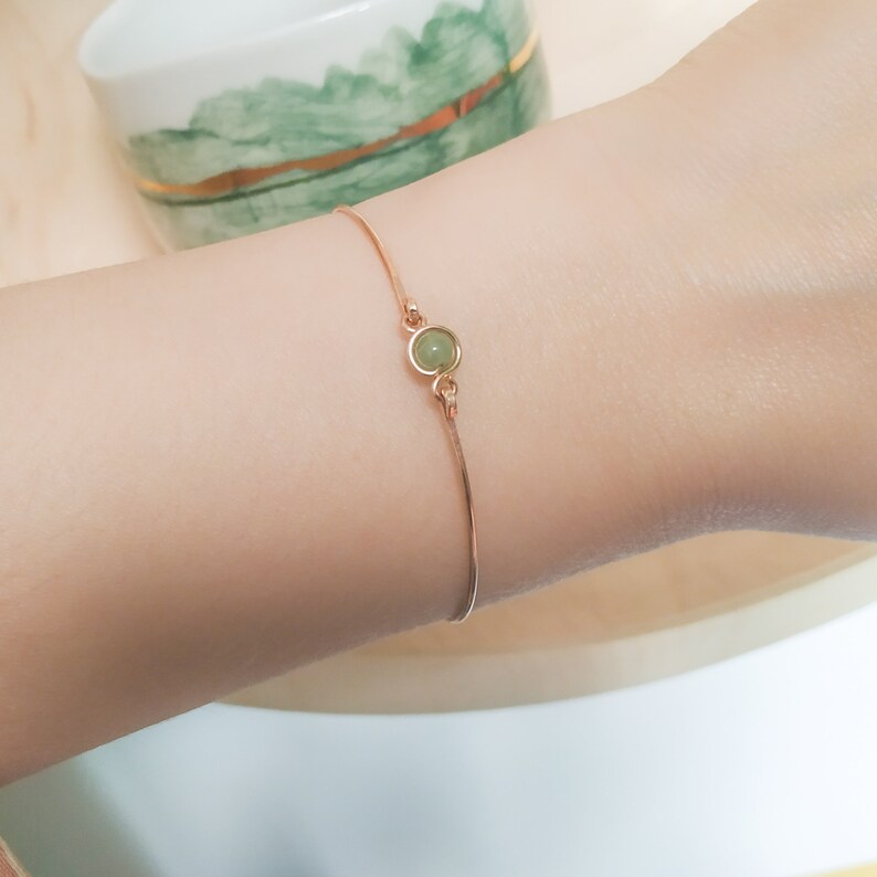 Minimalist Dainty Jade Bracelet Thin Gold Silver Bracelet Etsy