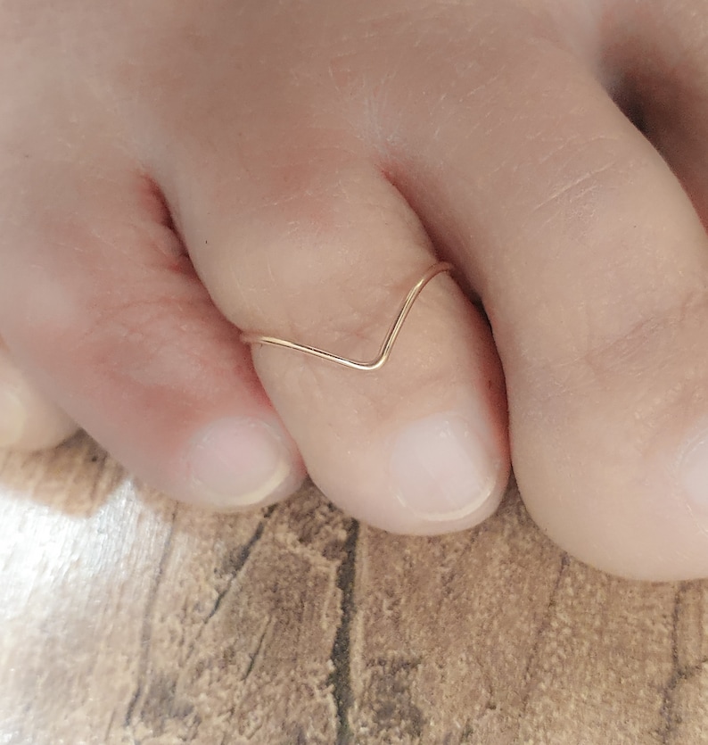 Mother Day Toe Ring-Dainty Toe Ring-Thin Toe Ring-Adjustable Gold Silver Rose Toe Ring-V Chevron Toe Ring-Foot Jewelry-Beach Jewelry image 2