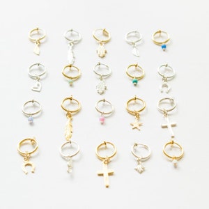 Créoles clip, boucles d'oreilles pendantes clip, boucles d'oreilles clip confortables, opale croix, feuille, étoile de mer, coeur, invisible