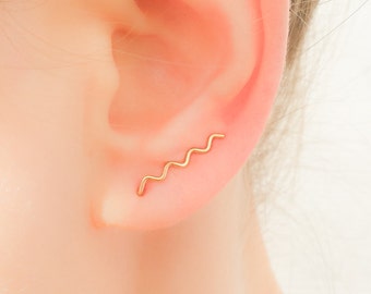 Ear Climber, Ear Crawler, Ear Wrap ,Gold Studs, Bar Studs, Gold Bar Earrings, Gold Ear Climber, Gold Ear Crawler, Gold Ear Cuff, Ear Cuff